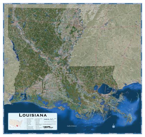 Louisiana Satellite Wall Map