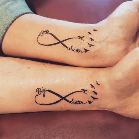 made these cute sister tattoos for two lovely women sisters infinity birds infinity