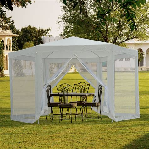 Buy Outsunny 4M Netting Gazebo Hexagon Tent Patio Canopy Outdoor