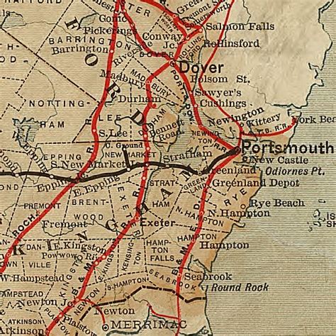 Railroad Map Of New Hampshire 1894 American Map Store