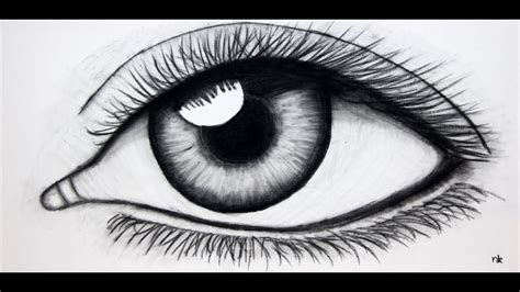 Add a small square or a circle inside the eye to represent a reflection froma window or a light. Speed Drawing - Eye in Charcoal on Canvas - YouTube