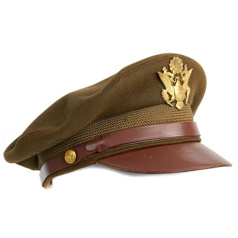 Original Us Wwii Usaaf Officer Airflow Crush Cap With Rear Chin Strap