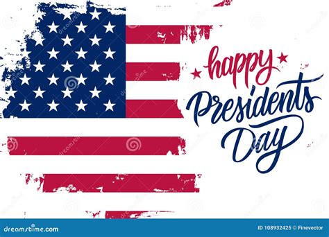 Happy Presidents Day Holiday Banner With Brush Stroke Background In