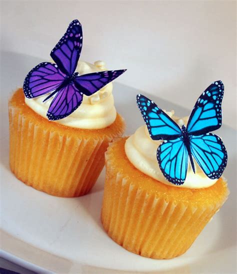 Edible Butterfly Cake Decorations Purple And Turquoise Edible Etsy