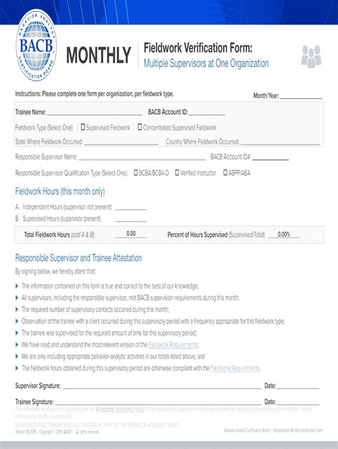 Bacb Monthly Verification Form Fill Out And Sign Online Dochub