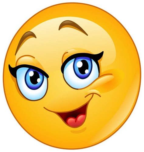 Emoticon Feminino Feliz — Ilustração De Stock Emoji Pictures Happy