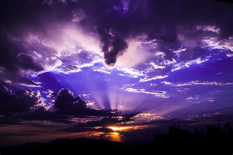 обои Солнечный лучик пейзаж закат солнца ночь природа небо