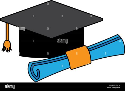 Graduation Hut Und Diplom Erfolg Schule Symbol Stock Vektorgrafik Alamy
