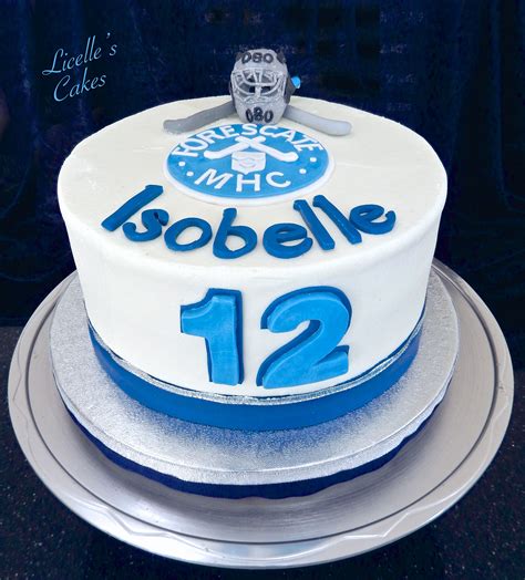 These cakes toppers were perfect for our ice hockey cake and are fun and sturdy action figures to play with when the cake is done. Hockey cake for a Goalie. Buttercream with handmade ...