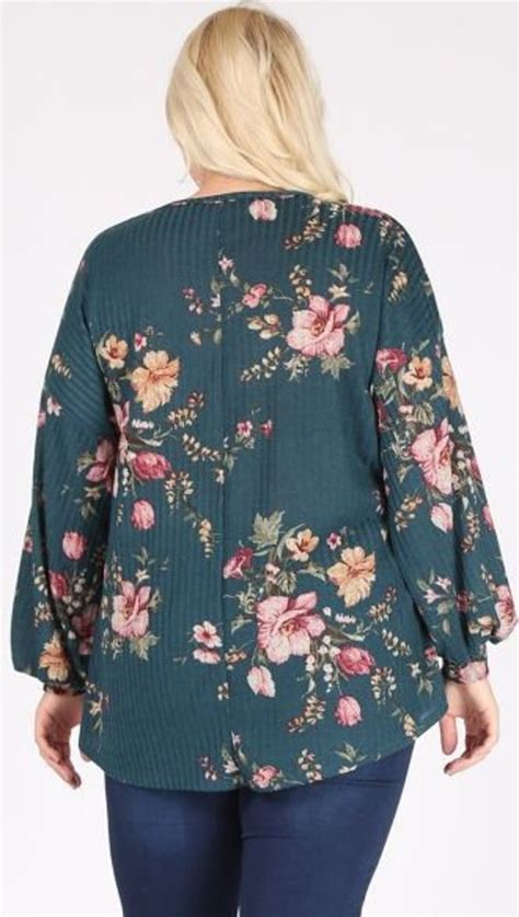 Plus Size Flower Printed Top Etsy
