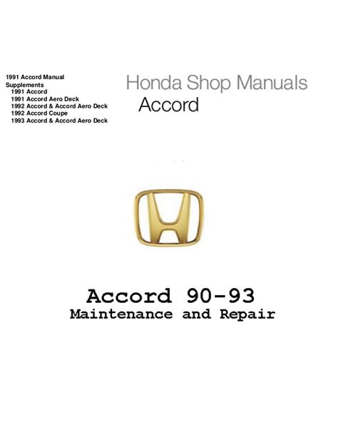 1993 Honda Accord Service Repair Manual