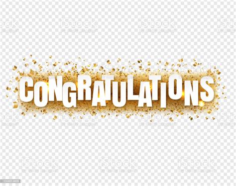 Congratulations Text With Confetti Transparent Background Stock