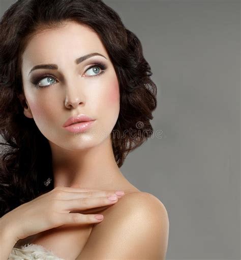 Femininity Groomed Womans Face With Natural Makeup Pure Beauty