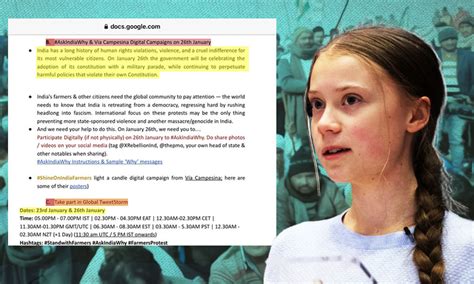 Climate activist greta thunberg has deleted a tweet, where she had shared google documents on how to support the farmers' protest against the three new farm laws globally. All About Greta Thunberg's Toolkit On Farmers' Protest