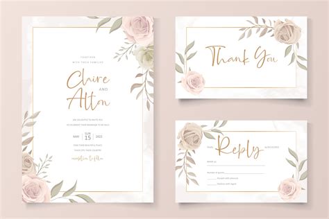 Wedding Invitation Card Template With Floral Design 4856513 Vector Art