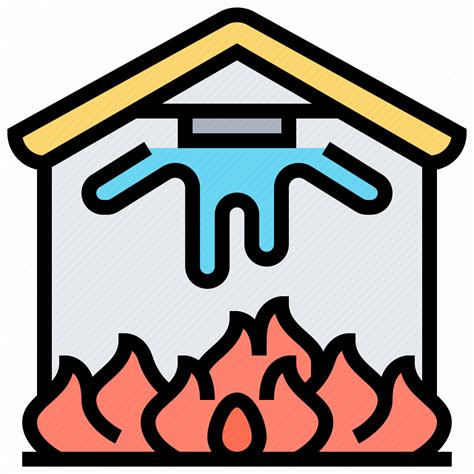 Burning Extinguisher Firefighting House Sprinkler Icon Download