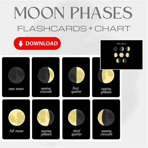 Moon Phases Flashcards Image Cards For Kids Nomenclature Cards