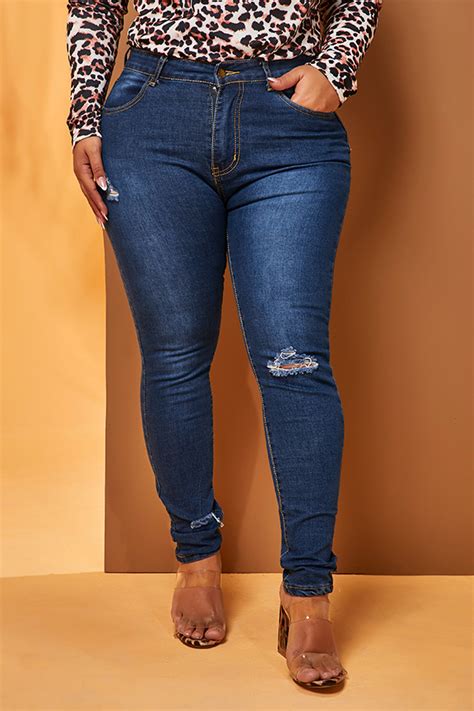 Lovely Chic Skinny Blue Plus Size Jeanslw Fashion Online For Women