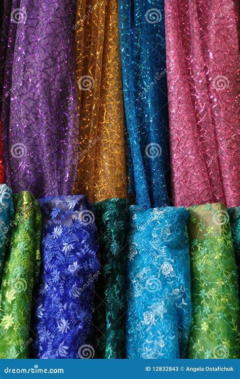 Multicolored Fabric For Sale Stock Image Image Of Shiny Pretty 12832843