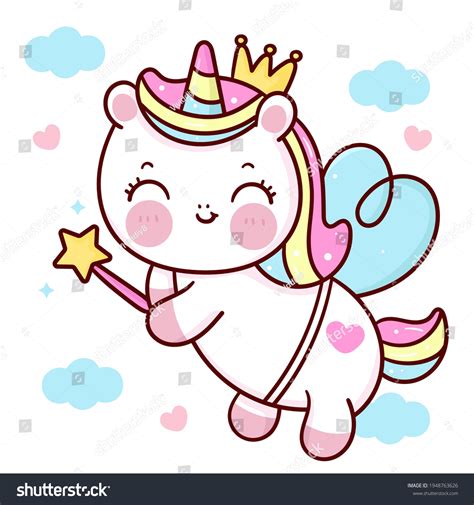Cute Unicorn Vector Princess Pegasus Pony Stock Vector Royalty Free
