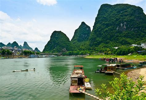 Li River Guilin China Liriver With Beautiful And