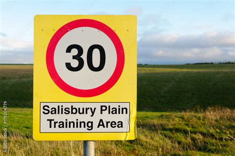 Speed Limit On Salisbury Plain Mod Military Training Area Stock Photo