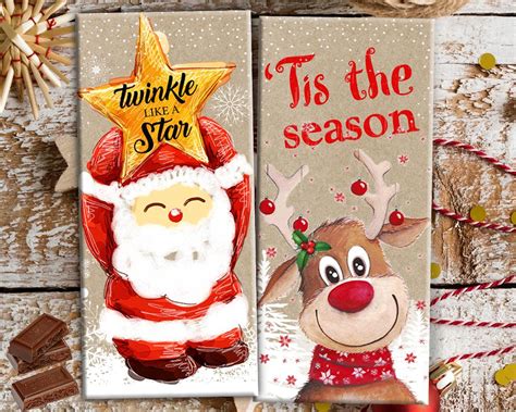 Can you use scissors and sticky tape? Christmas Chocolate Bar Wrapper Printable Favors - Tis The ...