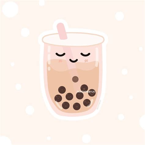 Boba Milk Tea Peachybbyj Etsy Kawaii Boba Tea Wallpaper Cute Boba