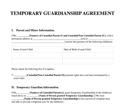 Printable Temporary Guardianship Form Free Pdf And Word Lawdistrict