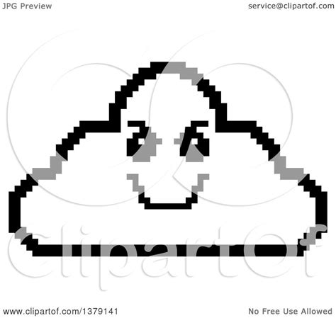Clipart Of A Black And White Grinning Evil Cloud Character
