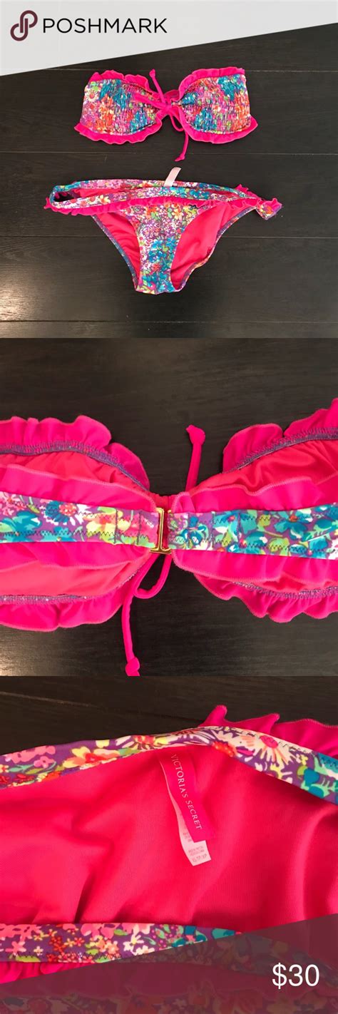 Victorias Secret Flower Ruffle Bikini Swimsuit Ruffled Bikini Bikini Swimsuits Bikinis