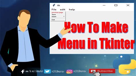 The output will be similar to this: How to make menu in app using Python Tkinter - YouTube