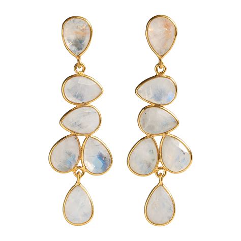 Moonstone Chandelier Gold Earrings Anya Gemstone Drop Earrings