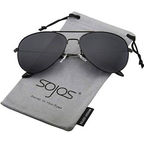 Sojos Classic Aviator Polarized Sunglasses Mirrored Uv400 Lens Sj1054 With Black Frame Grey Lens