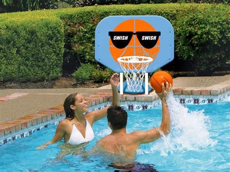 Poolmaster Pro Rebounder Poolside Basketball Game Swish Swish Orange Basketball And Volleyball