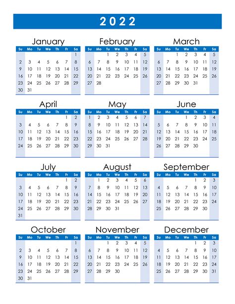 Free Printable 2022 Yearly Calendar Printable 2022 Vgh