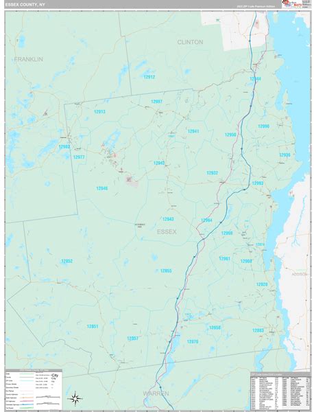 Essex County Ny Wall Map Premium Style By Marketmaps Mapsales