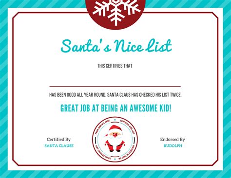 This template from microsoft offices gives you a gift certificate with bright, vibrant colors. Free Letter to Santa Template with "Nice List" Certificate