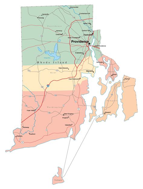 Large Administrative Map Of Rhode Island State With Roads Highways And