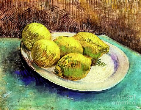 Still Life With Lemons On A Plate By Vincent Van Gogh 1887 Painting By