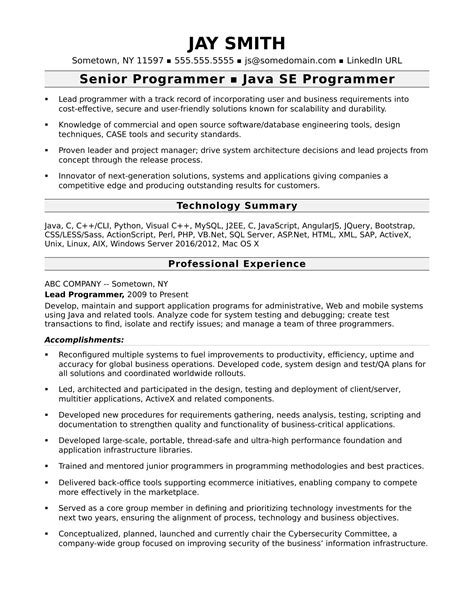 Take a step and keep scrolling. Programmer Resume Template | Monster.com