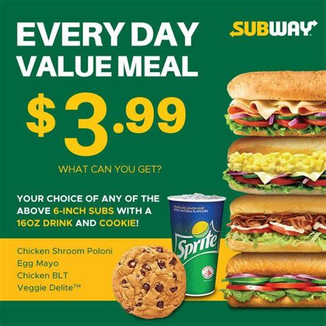 Subway Selling S399 Value Combo Meal With 6 Inch Sub Drink And Cookie
