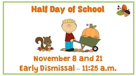 Half Days In November Meridian Elementary School