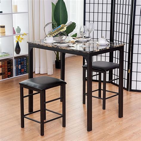 3 Piece Counter Height Dining Set Faux Marble Table 85 95 Free Shipping This Is Our New 3