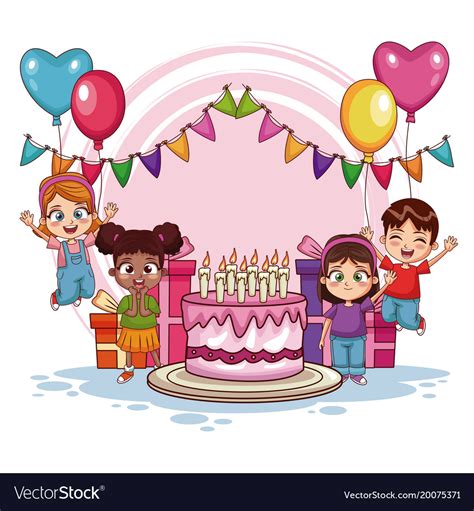 Happy Kids On Birthday Party Royalty Free Vector Image