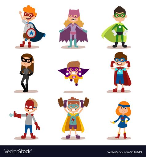 Superhero Kids Boys And Girls Cartoon Royalty Free Vector