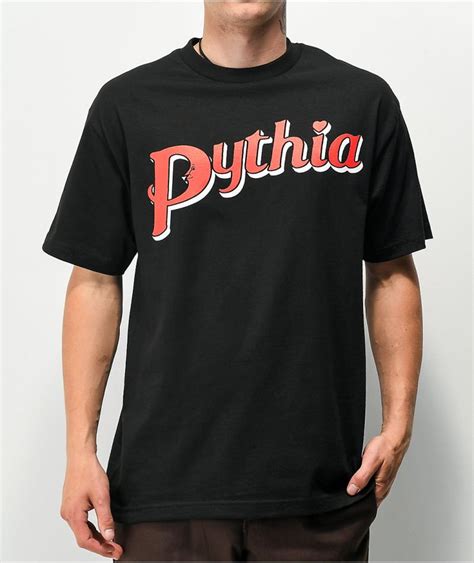 Camisetas Hombre Pythia Red Moon Logo Black T Shirt Negro Pythia