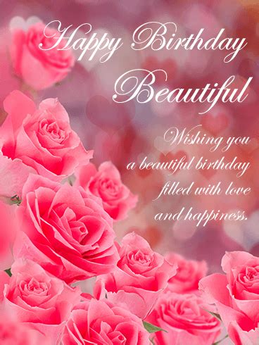 Pink Roses Happy Birthday Beautiful Card Birthday Greeting Cards By Davia Artofit