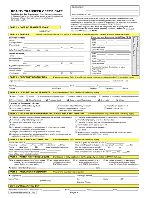 Montana Realty Transfer Certificate Form Fill Out And Sign Printable