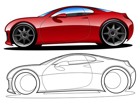 Red Vector Car Illustrations With Outline Trashedgraphics